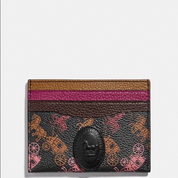 COACH Card Case W/Horse & Carriage Print